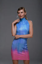 Gira Official-Mavi Pembe Degrade Cut Out Detaylı Mini Elbise-Elbise-2-Milagron.com