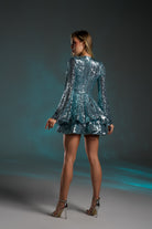 Gira Official-Mint Grenli İspanyol Kol Detaylı Mini Elbise-Elbise-6-Milagron.com