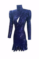 Gira Official-Payetli Fırfırlı Elbise Lacivert-Elbise-2-Milagron.com