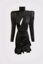 Gira Official-Payetli Fırfırlı Elbise Siyah-Elbise-1-Milagron.com