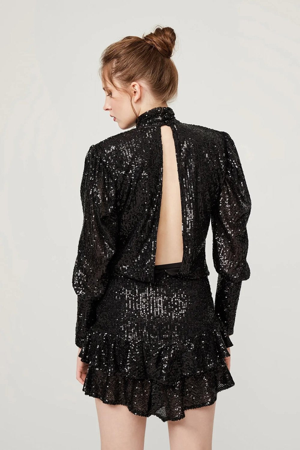 Gira Official-Payetli Sırt Detaylı Elbise Siyah-Elbise-3-Milagron.com