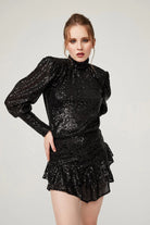 Gira Official-Payetli Sırt Detaylı Elbise Siyah-Elbise-4-Milagron.com