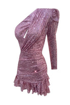 Gira Official-Pembe Payetli Fırfırlı Elbise-Elbise-2-Milagron.com