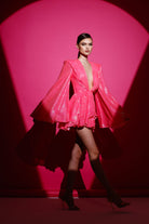 Gira Official-Pembe Payetli Geniş Kol Detaylı Elbise-Elbise-1-Milagron.com