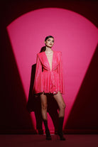 Gira Official-Pembe Payetli Geniş Kol Detaylı Elbise-Elbise-2-Milagron.com