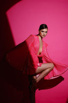 Gira Official-Pembe Payetli Geniş Kol Detaylı Elbise-Elbise-6-Milagron.com