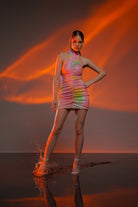 Gira Official-Pembe Yeşil Payetli Batik Desen Elbise-Elbise-4-Milagron.com