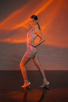 Gira Official-Pembe Yeşil Payetli Batik Desen Elbise-Elbise-5-Milagron.com