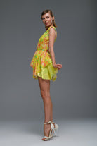 Gira Official-Sarı Payetli Desenli Kolsuz Mini Elbise-Elbise-1-Milagron.com