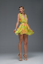 Gira Official-Sarı Payetli Desenli Kolsuz Mini Elbise-Elbise-2-Milagron.com