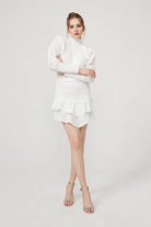 Gira Official-Sırt Detaylı Payetli Elbise Beyaz-Elbise-1-Milagron.com