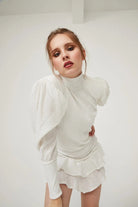 Gira Official-Sırt Detaylı Payetli Elbise Beyaz-Elbise-2-Milagron.com