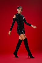 Gira Official-Siyah Drape Detaylı Mini Elbise-Elbise-3-Milagron.com