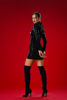 Gira Official-Siyah Drape Detaylı Mini Elbise-Elbise-4-Milagron.com