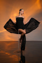 Gira Official-Siyah İp Detaylı Maxi Elbise-Elbise-2-Milagron.com