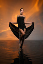 Gira Official-Siyah İp Detaylı Maxi Elbise-Elbise-4-Milagron.com