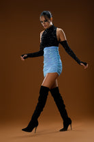 Gira Official-Siyah Mavi Payetli 2 Renkli Mini Elbise-Elbise-1-Milagron.com