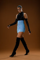 Gira Official-Siyah Mavi Payetli 2 Renkli Mini Elbise-Elbise-3-Milagron.com