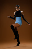 Gira Official-Siyah Mavi Payetli 2 Renkli Mini Elbise-Elbise-5-Milagron.com