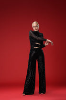 Gira Official-Siyah Payetli Bel Detaylı Tulum-Tulum-1-Milagron.com