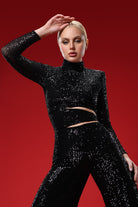 Gira Official-Siyah Payetli Bel Detaylı Tulum-Tulum-2-Milagron.com