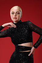 Gira Official-Siyah Payetli Bel Detaylı Tulum-Tulum-5-Milagron.com