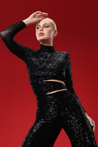 Gira Official-Siyah Payetli Bel Detaylı Tulum-Tulum-6-Milagron.com