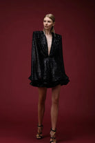 Gira Official-Siyah Payetli Glenli Elbise-Elbise-1-Milagron.com