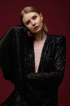 Gira Official-Siyah Payetli Glenli Elbise-Elbise-3-Milagron.com