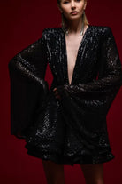 Gira Official-Siyah Payetli Glenli Elbise-Elbise-6-Milagron.com