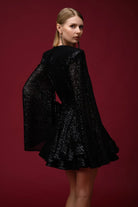 Gira Official-Siyah Payetli Glenli Elbise-Elbise-7-Milagron.com