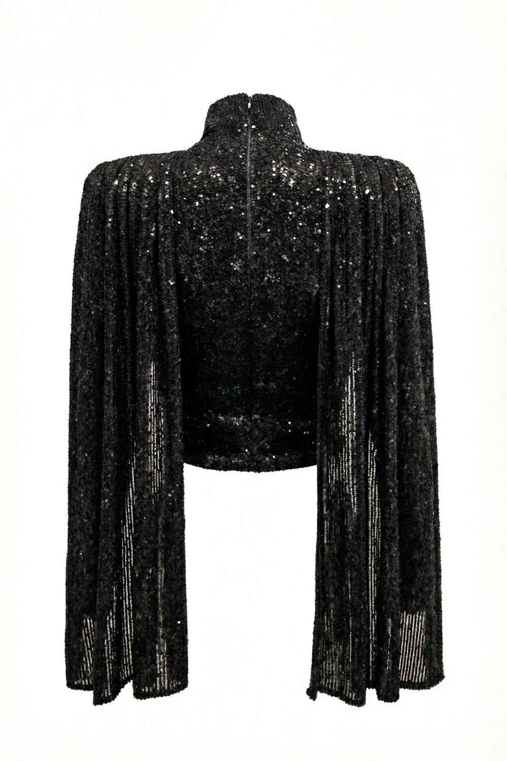 Siyah Payetli Şal Detaylı Bluz - 4