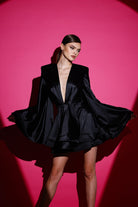 Gira Official-Siyah Saten Glenli Elbise-Elbise-7-Milagron.com