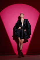 Gira Official-Siyah Saten Glenli Elbise-Elbise-9-Milagron.com