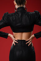 Gira Official-Siyah Triko Cut Out Detaylı Midi Elbise-Elbise-2-Milagron.com