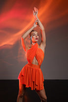 Gira Official-Turuncu Çapraz Bağlama Detaylı Mini Elbise-Elbise-2-Milagron.com