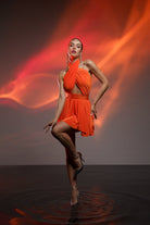 Gira Official-Turuncu Çapraz Bağlama Detaylı Mini Elbise-Elbise-5-Milagron.com