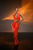 Gira Official-Turuncu Cut Out Detaylı Maxi Elbise-Elbise-2-Milagron.com