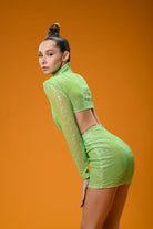 Gira Official-Yeşil Payetli Cut Out Detaylı Mini Elbise-Elbise-2-Milagron.com