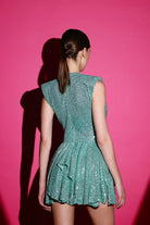 Gira Official-Yeşil Payetli Kolsuz Mini Elbise-Elbise-5-Milagron.com