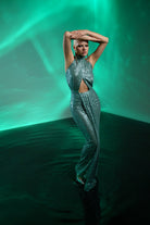 Gira Official-Yeşil Payetli Kuşak Detaylı Maxi Elbise-Elbise-3-Milagron.com