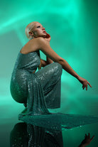 Gira Official-Yeşil Payetli Kuşak Detaylı Maxi Elbise-Elbise-9-Milagron.com