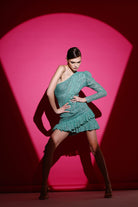 Gira Official-Zümrüt Yeşil Payetli Tek Omuz Elbise-Elbise-2-Milagron.com