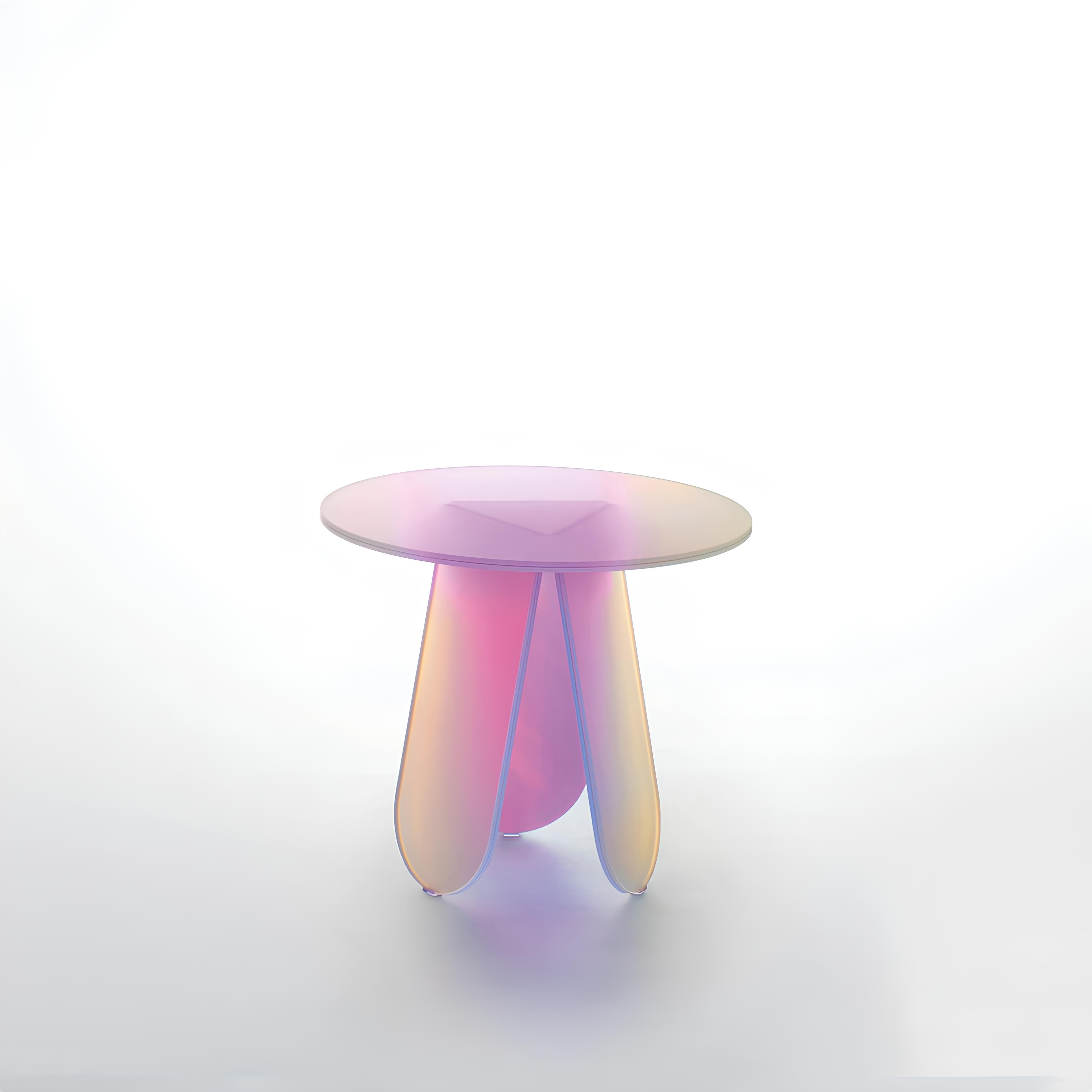 Shimmer Renkli Cam Sehpa ⌀52Cm