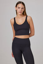 Glo Studio-Liz Glossy Crop Jet Black-Crop Top-3-Milagron.com