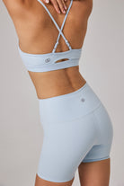 Glo Studio-London Glossy Biker Shorts Baby Blue-Şort-3-Milagron.com