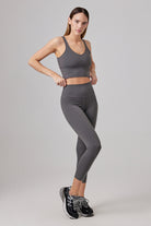Glo Studio-Narin Glossy Legging Steel Gray | Kadın Parlak Ve Yüksek Belli Tayt-Tayt-1-Milagron.com