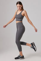 Glo Studio-Narin Glossy Legging Steel Gray | Kadın Parlak Ve Yüksek Belli Tayt-Tayt-2-Milagron.com