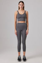 Glo Studio-Narin Glossy Legging Steel Gray | Kadın Parlak Ve Yüksek Belli Tayt-Tayt-3-Milagron.com