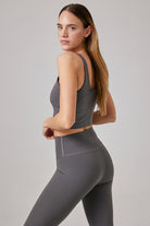 Glo Studio-Narin Glossy Legging Steel Gray | Kadın Parlak Ve Yüksek Belli Tayt-Tayt-5-Milagron.com